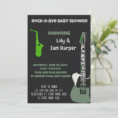 Rock a Bye Guitar Rock Star Kinderdusche Einladung (Stehend Vorderseite)