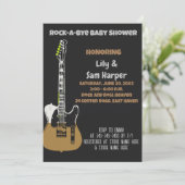 Rock a Bye Guitar Rock Star Kinderdusche Einladung (Stehend Vorderseite)