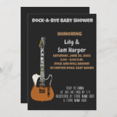 Rock a Bye Guitar Rock Star Kinderdusche Einladung (Vorne/Hinten)