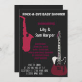 Rock a Bye Guitar Rock Star Kinderdusche Einladung (Vorne/Hinten)
