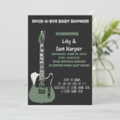 Rock a Bye Guitar Rock Star Kinderdusche Einladung (Stehend Vorderseite)