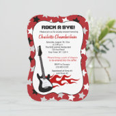 Rock a Bye Red Rock Star Gitarrendusche Einladung (Stehend Vorderseite)