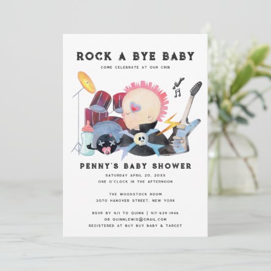 Rock A Bye | Rock & Roll Baby Dusche (Stehend Vorderseite)