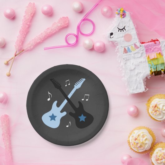 Rock a Bye Rock star Baby Shower Paper Plate Pappteller (Party)