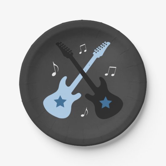Rock a Bye Rock star Baby Shower Paper Plate Pappteller (Vorderseite)