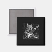 Rock & Roll Cat Playing Gitarre Funny Cats Gui Magnet (Vorderseite/Rückseite)