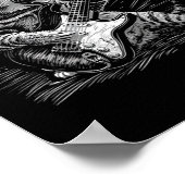 Rock &amp; Roll Cat Playing Gitarre Funny Cats Gui Poster (Ecke)
