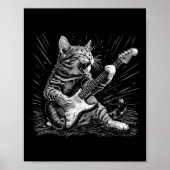Rock &amp; Roll Cat Playing Gitarre Funny Cats Gui Poster (Vorne)