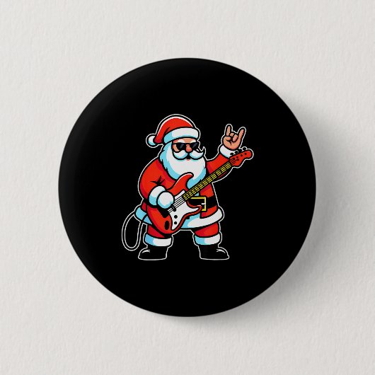 Rock & Roll Christmas Santa Claus Guitar Playe Button (Vorderseite)
