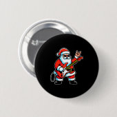 Rock & Roll Christmas Santa Claus Guitar Playe Button (Vorne & Hinten)