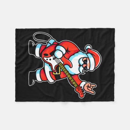 Rock & Roll Christmas Santa Claus Guitar Playe Fleecedecke (Vorderseite (Horizontal))