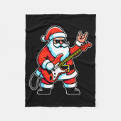 Rock & Roll Christmas Santa Claus Guitar Playe Fleecedecke (Vorderseite)