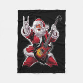 Rock &amp; Roll Christmas Santa Claus Guitar Playe Fleecedecke (Vorderseite)