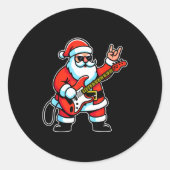 Rock &amp; Roll Christmas Santa Claus Guitar Playe Runder Aufkleber (Vorderseite)