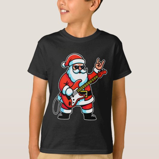 Rock &amp; Roll Christmas Santa Claus Guitar Playe T-Shirt (Vorderseite)