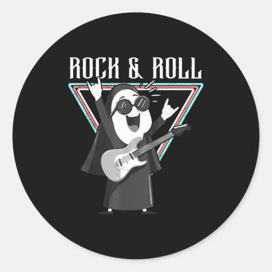 Rock & Roll Fun Graphic Illustration Runder Aufkleber (Vorderseite)