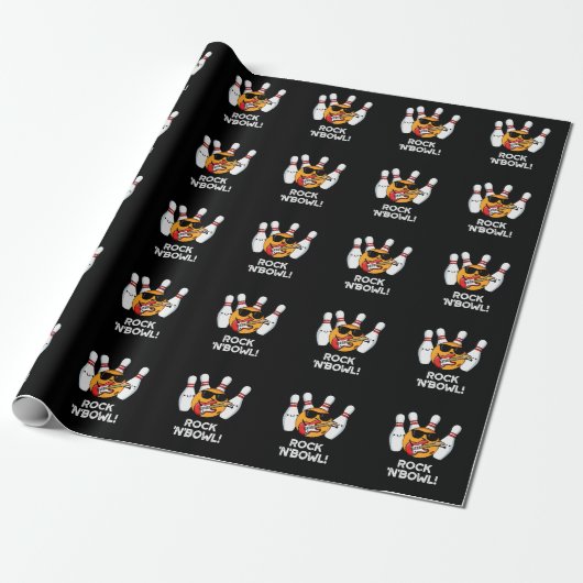 Rock and Bowl Funny Bowling Puck Dark BG Geschenkpapier (Ungerollt)