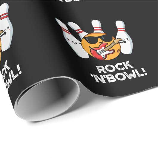 Rock and Bowl Funny Bowling Puck Dark BG Geschenkpapier (Rolleneckpunkt)