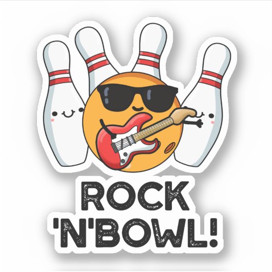 Rock and Bowl Funny Bowling Puff Aufkleber (Vorderseite)