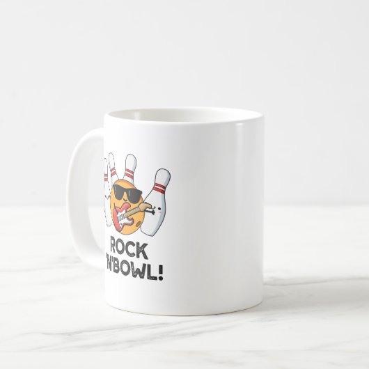 Rock and Bowl Funny Bowling Puff Kaffeetasse (Vorderseite Links)