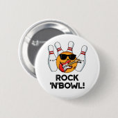 Rock and Bowl Niedlicher Bowling Puff Button (Vorne & Hinten)