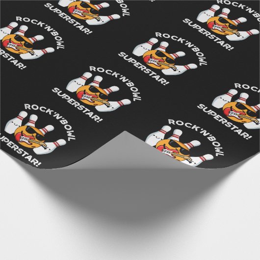 Rock and Bowl Superstar Funny Bowling Puck Dark BG Geschenkpapier (Ecke)