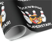 Rock and Bowl Superstar Funny Bowling Puck Dark BG Geschenkpapier (Rolleneckpunkt)