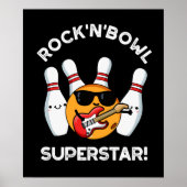 Rock and Bowl Superstar Funny Bowling Puck Dark BG Poster (Vorne)