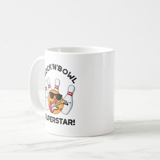 Rock and Bowl Superstar Funny Bowling Puff Kaffeetasse (Vorderseite Links)