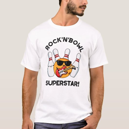 Rock and Bowl Superstar Funny Bowling Puff T-Shirt (Vorderseite)