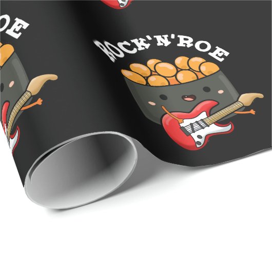 Rock and Roe Funny Sushi Pun Dark BG Geschenkpapier (Rolleneckpunkt)