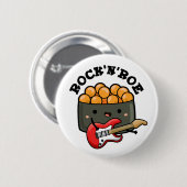 Rock and Roe Niedlich Rock and Roll Sushi Pub Button (Vorne & Hinten)