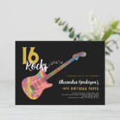 Rock and Roll 16. Geburtstagsparty Einladung (Stehend Vorderseite)