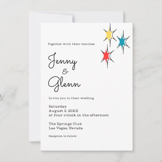 Rock and Roll 1950er Jahre Style Wedding Einladung (Vorderseite)