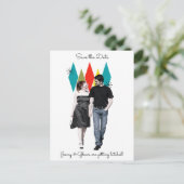 Rock and Roll 1950s Style Save the Date Ankündigungspostkarte (Stehend Vorderseite)