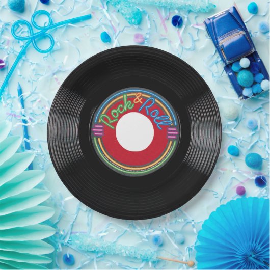 Rock and Roll 45 rpm Record Pappteller (Party)