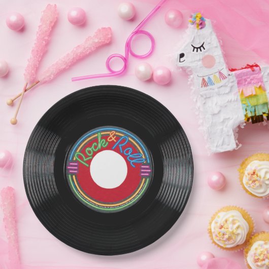 Rock and Roll 45 rpm Record Pappteller (Party)