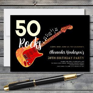Rock and Roll 50. Geburtstagsfeier Gold Folieneinladung