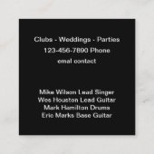 Rock and Roll Band für Miete Quadratische Visitenkarte (Rückseite)