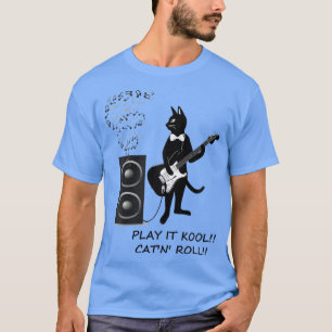 Rock and Roll Black cat spielend Gitarrenkatze Rol T-Shirt