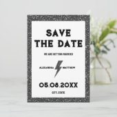 Rock and Roll Black Glitzer Retro Save The Date (Stehend Vorderseite)