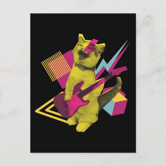 Rock and Roll Cat Guitar Musician Postkarte (Vorderseite)