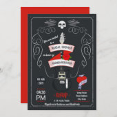 Rock and Roll Chalkboard Brautparty Einladung (Vorne/Hinten)