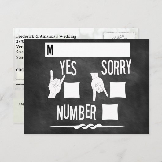 Rock and Roll Chalkboard Hochzeit Einladung UAWG (Vorne/Hinten)