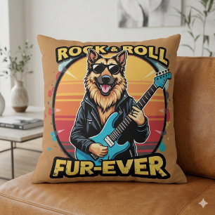 Rock and Roll Deutscher Schäferhund Retro-Sonnenun Kissen