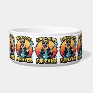 Rock and Roll Deutscher Schäferhund Retro-Sonnenun Napf
