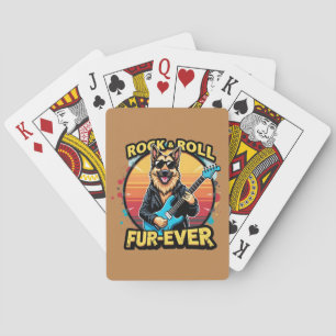Rock and Roll Deutscher Schäferhund Retro-Sonnenun Spielkarten