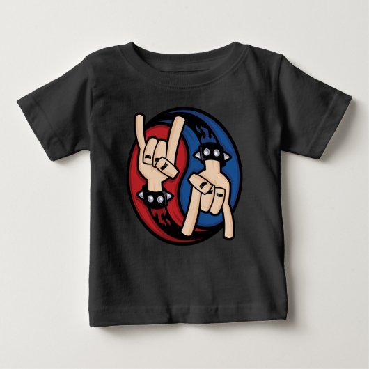 Rock and Roll Devil Horns Yin Yang Baby T-shirt (Vorderseite)