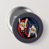 Rock and Roll Devil Horns Yin Yang Button (Vorne & Hinten)
