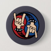 Rock and Roll Devil Horns Yin Yang Button (Vorderseite)